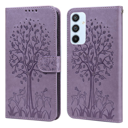 For Samsung Galaxy A54 5G PU Leather Wallet Phone Case Deer Tree Pattern Stand Cover