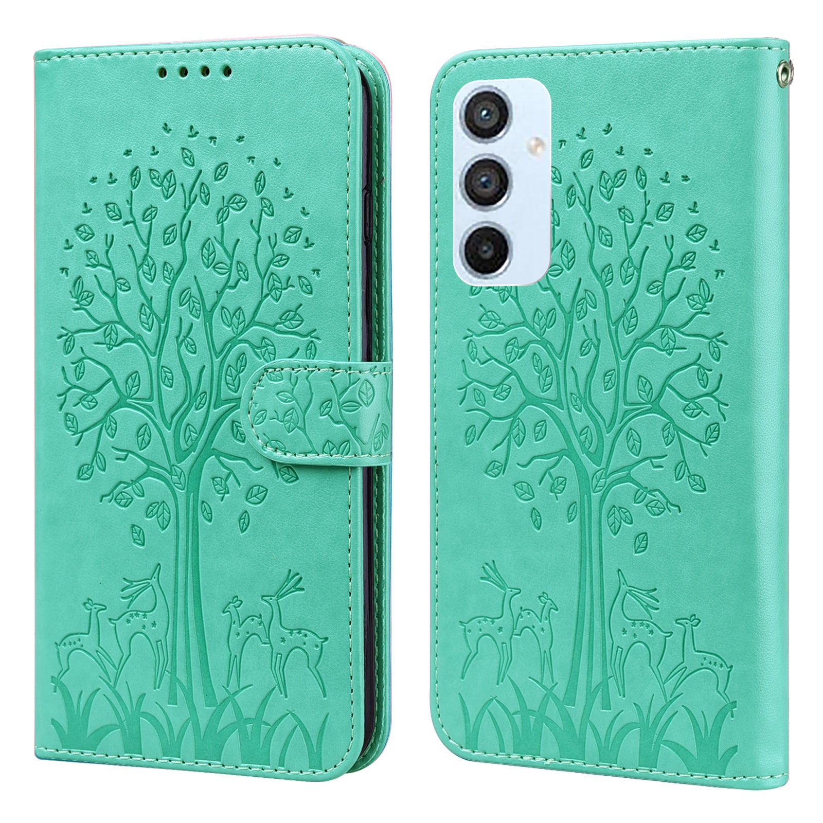 For Samsung Galaxy A54 5G PU Leather Wallet Phone Case Deer Tree Pattern Stand Cover
