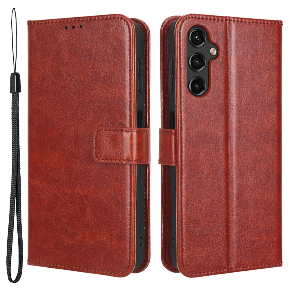 For Samsung Galaxy A24 4G Wallet Case PU Leather Crazy Horse Texture Stand Folio Flip Phone Cover