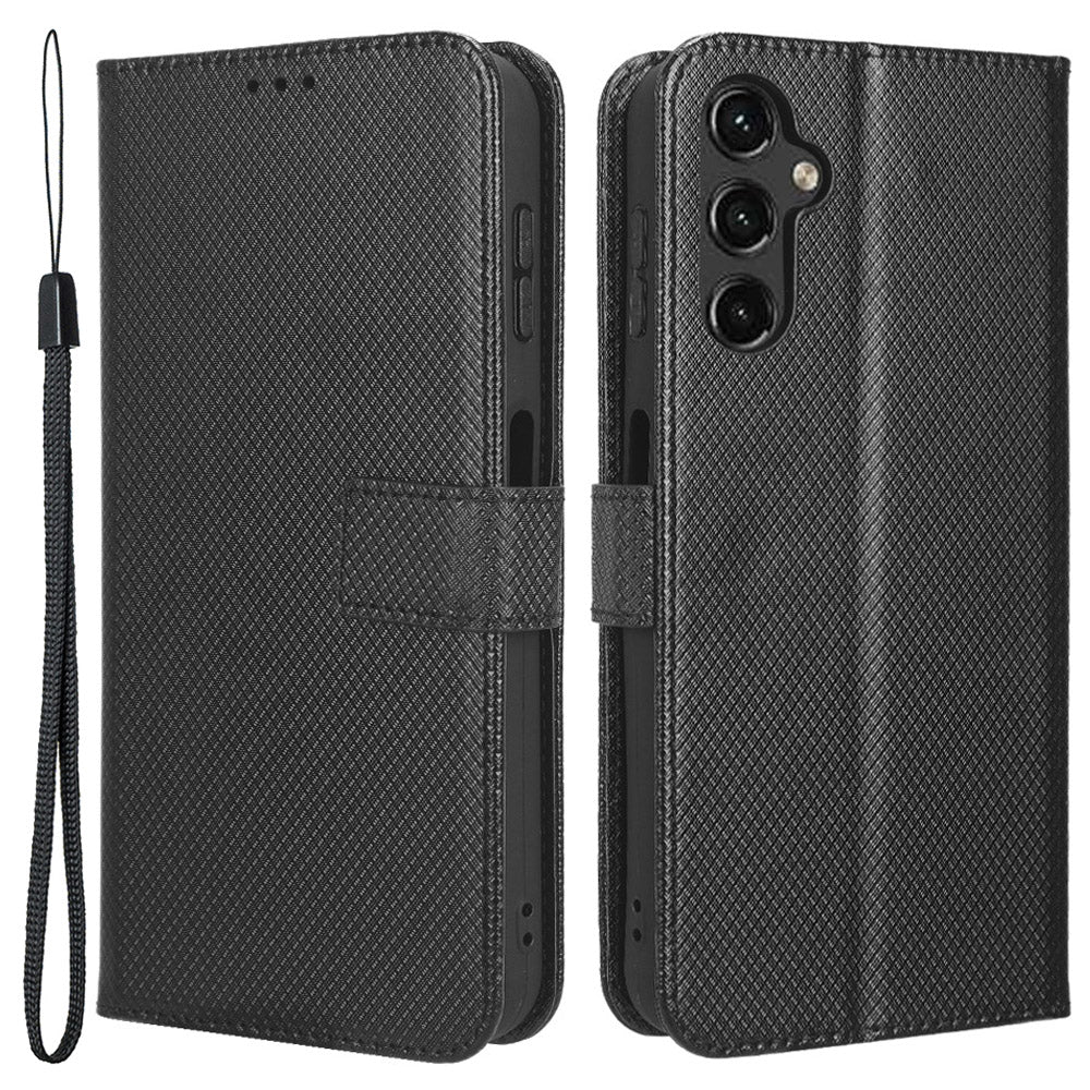 For Samsung Galaxy A24 4G PU Leather Phone Case Wallet Stand Diamond Texture Protective Cover