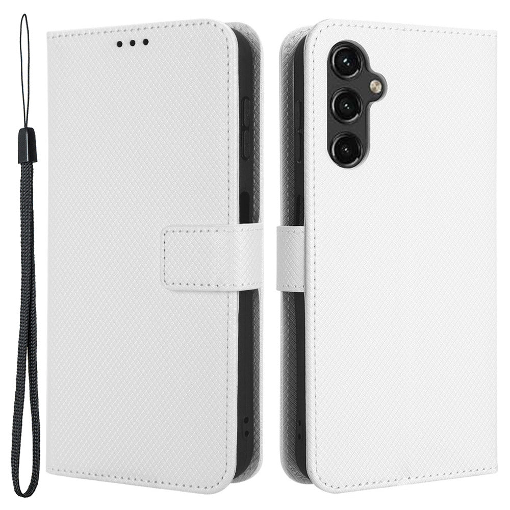 For Samsung Galaxy A24 4G PU Leather Phone Case Wallet Stand Diamond Texture Protective Cover