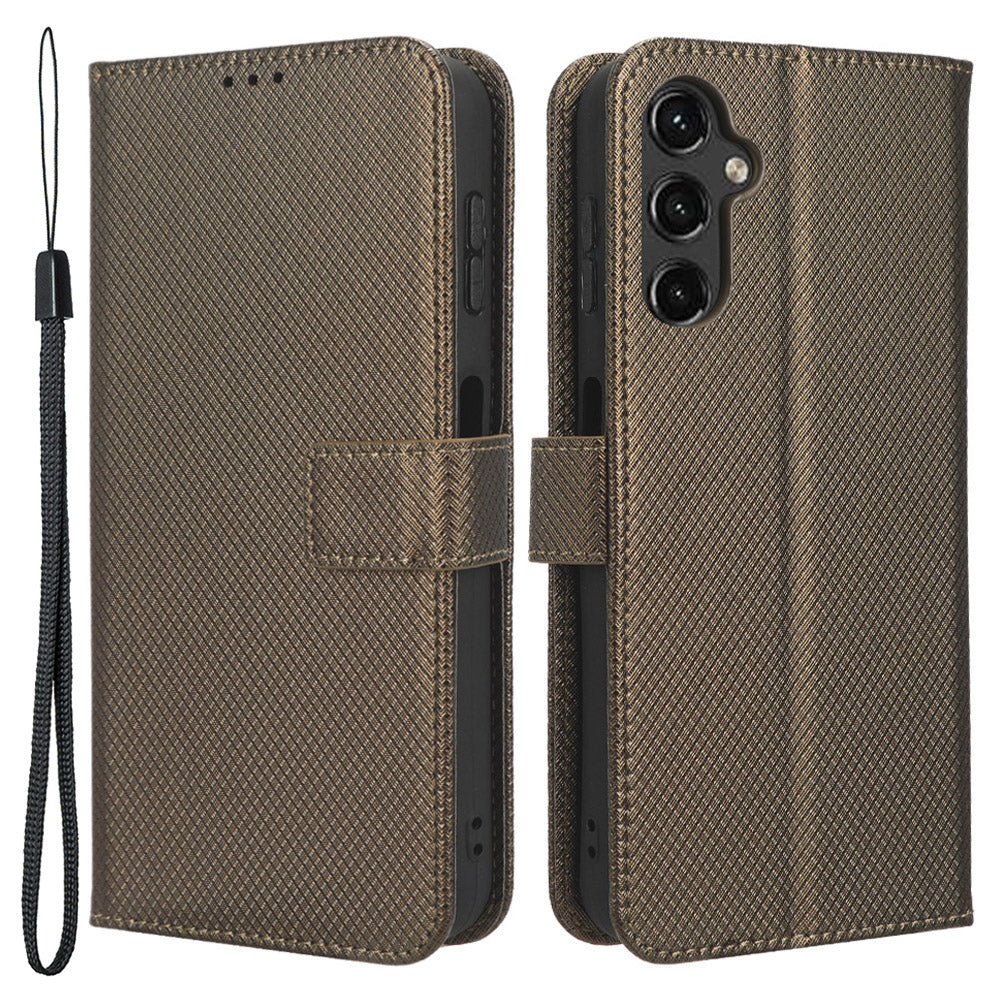 For Samsung Galaxy A24 4G PU Leather Phone Case Wallet Stand Diamond Texture Protective Cover