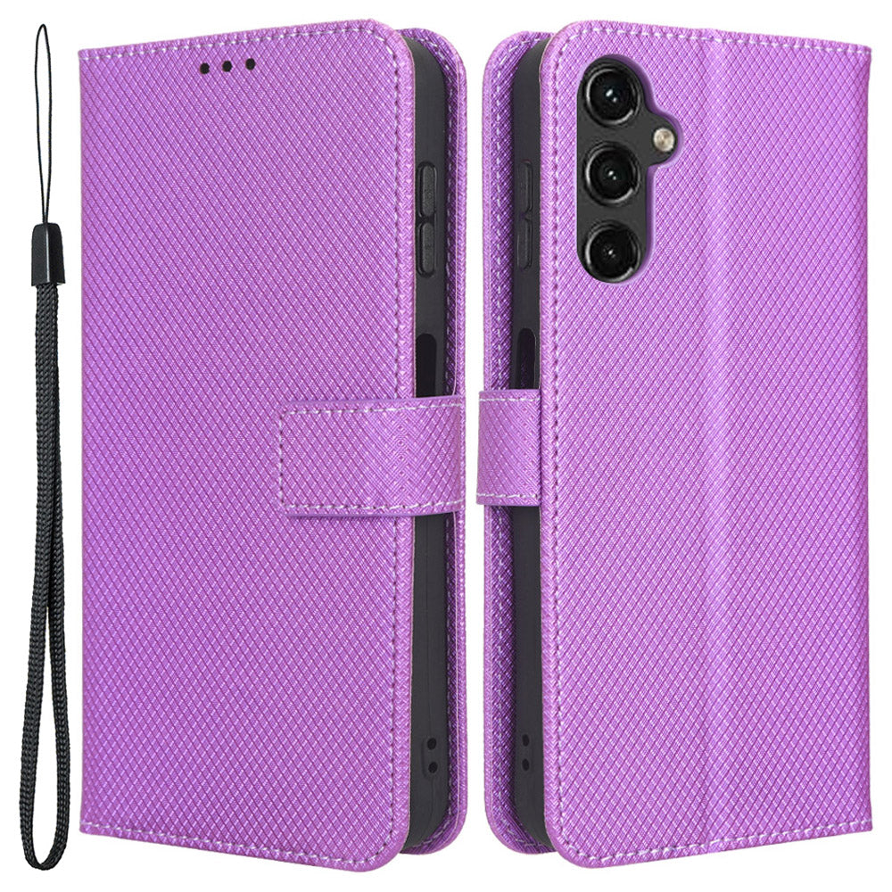 For Samsung Galaxy A24 4G PU Leather Phone Case Wallet Stand Diamond Texture Protective Cover