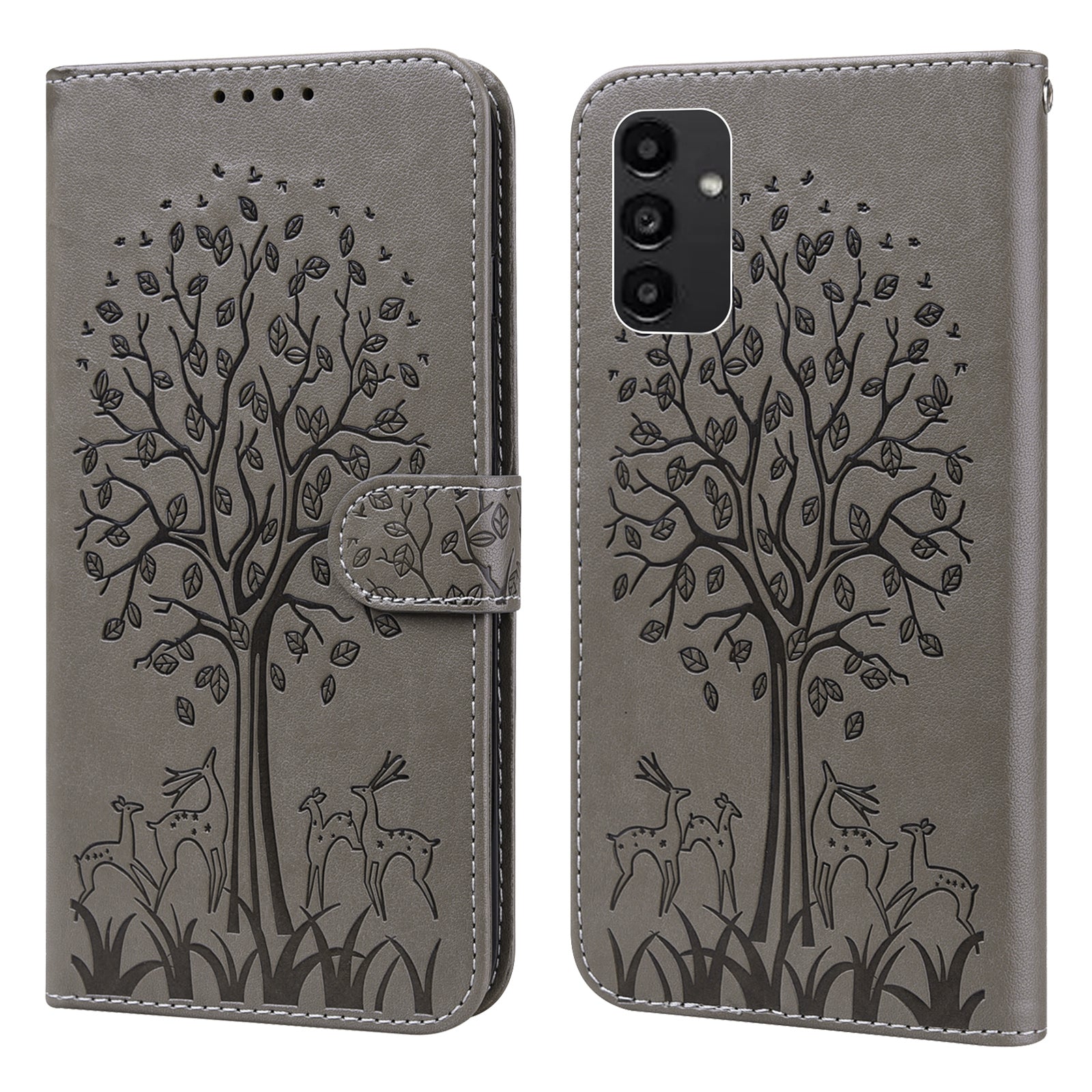 Wallet Phone Case for Samsung Galaxy A14 5G , PU Leather Deer Tree Pattern Stand Flip Cover