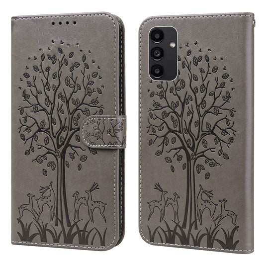 Wallet Phone Case for Samsung Galaxy A14 5G , PU Leather Deer Tree Pattern Stand Flip Cover