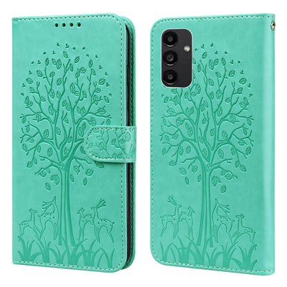 Wallet Phone Case for Samsung Galaxy A14 5G , PU Leather Deer Tree Pattern Stand Flip Cover