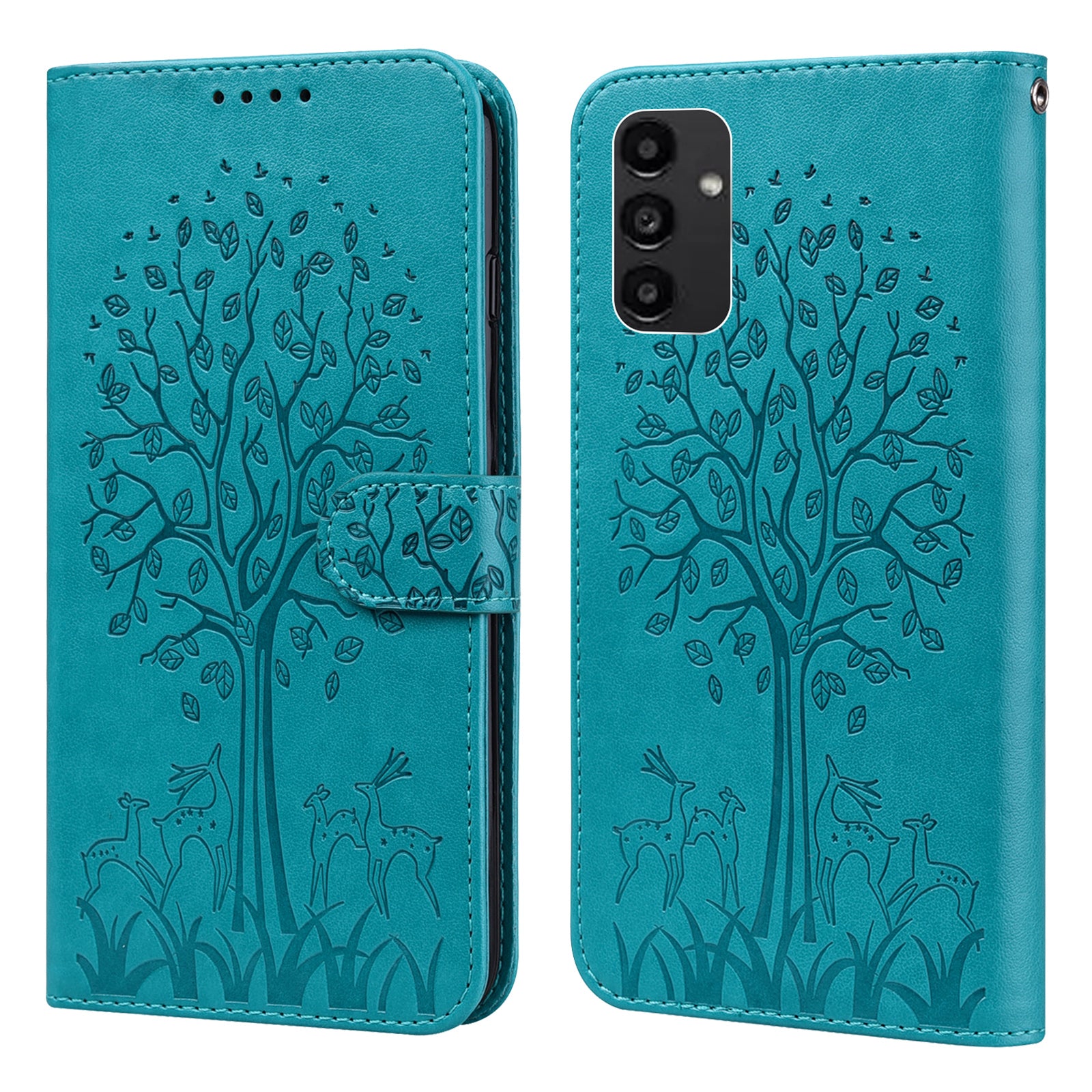 Wallet Phone Case for Samsung Galaxy A14 5G , PU Leather Deer Tree Pattern Stand Flip Cover