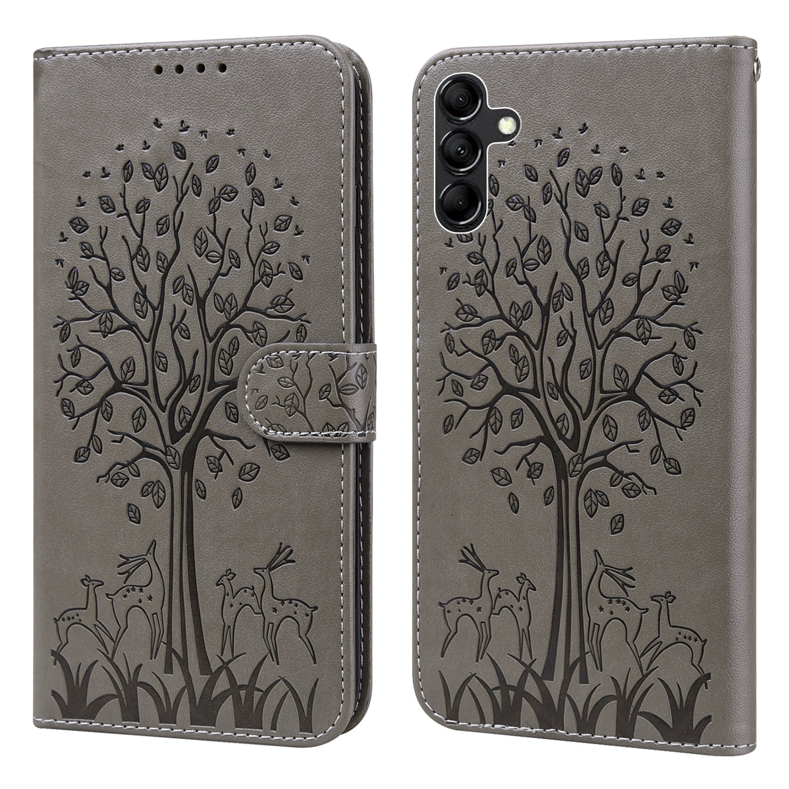 For Samsung Galaxy A34 5G PU Leather Flip Wallet Phone Case Deer Tree Pattern Stand Magnetic Cover