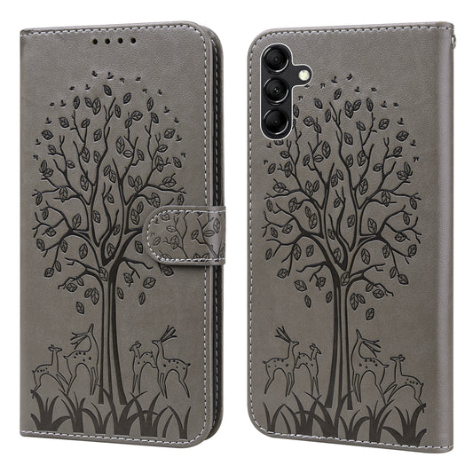 For Samsung Galaxy A34 5G PU Leather Flip Wallet Phone Case Deer Tree Pattern Stand Magnetic Cover