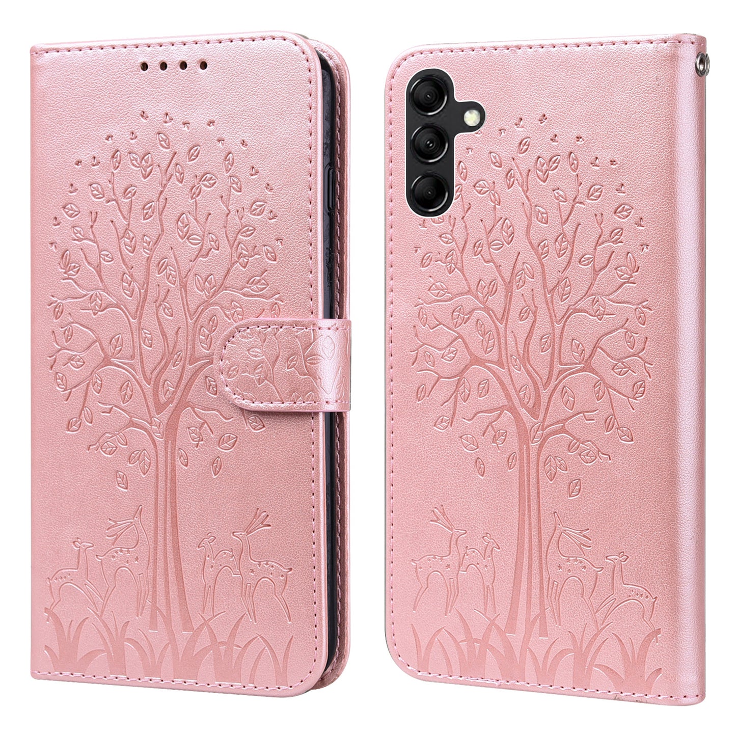 For Samsung Galaxy A34 5G PU Leather Flip Wallet Phone Case Deer Tree Pattern Stand Magnetic Cover