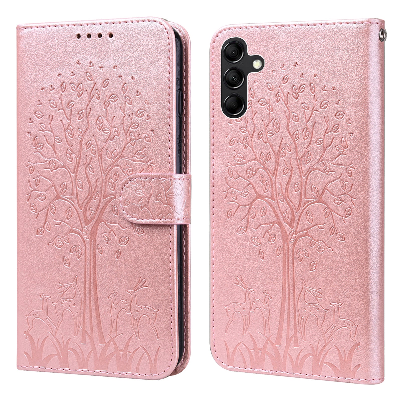 For Samsung Galaxy A34 5G PU Leather Flip Wallet Phone Case Deer Tree Pattern Stand Magnetic Cover