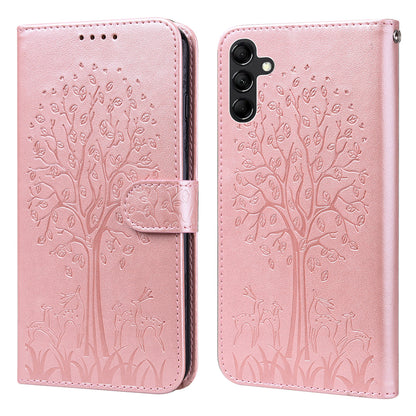 For Samsung Galaxy A34 5G PU Leather Flip Wallet Phone Case Deer Tree Pattern Stand Magnetic Cover