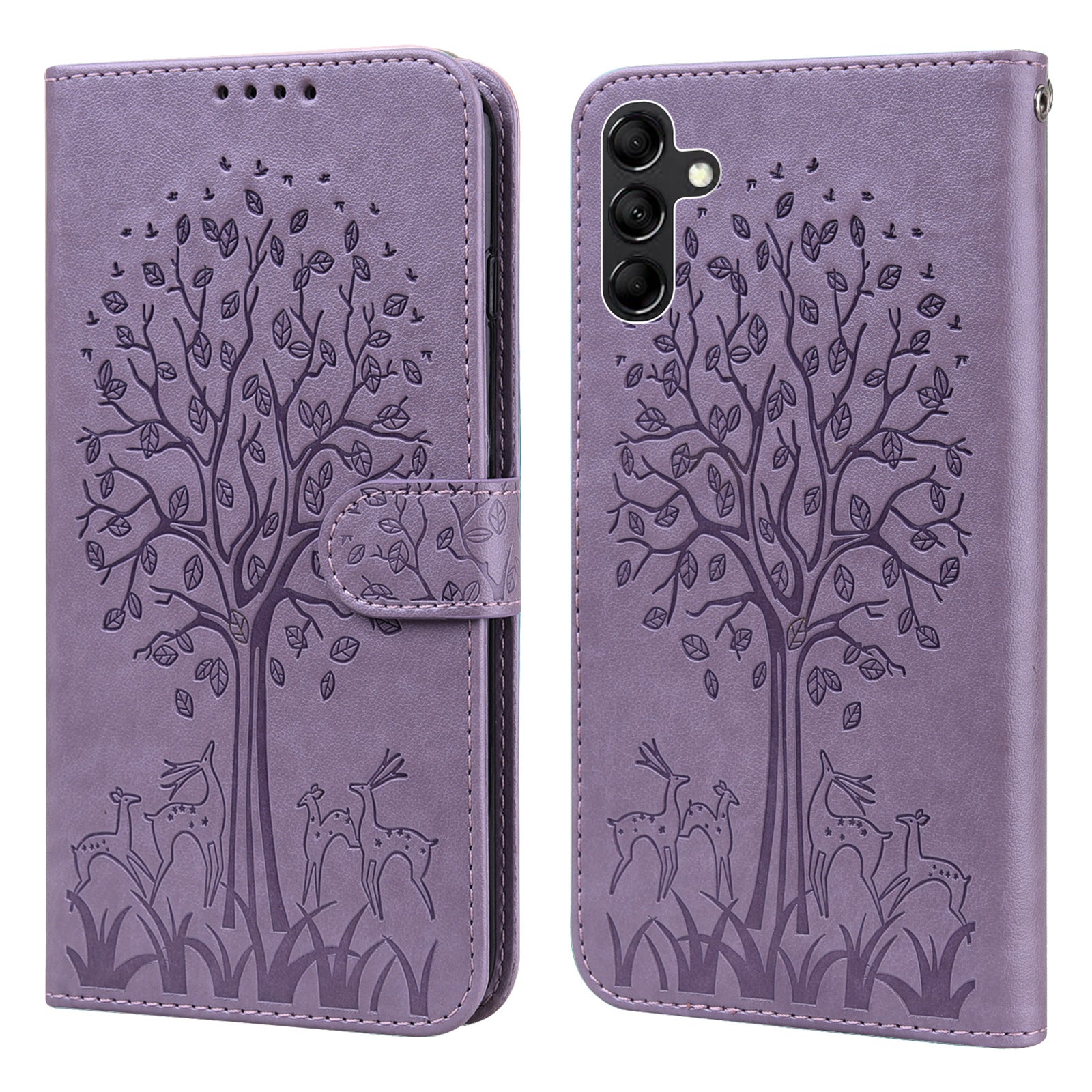 For Samsung Galaxy A34 5G PU Leather Flip Wallet Phone Case Deer Tree Pattern Stand Magnetic Cover