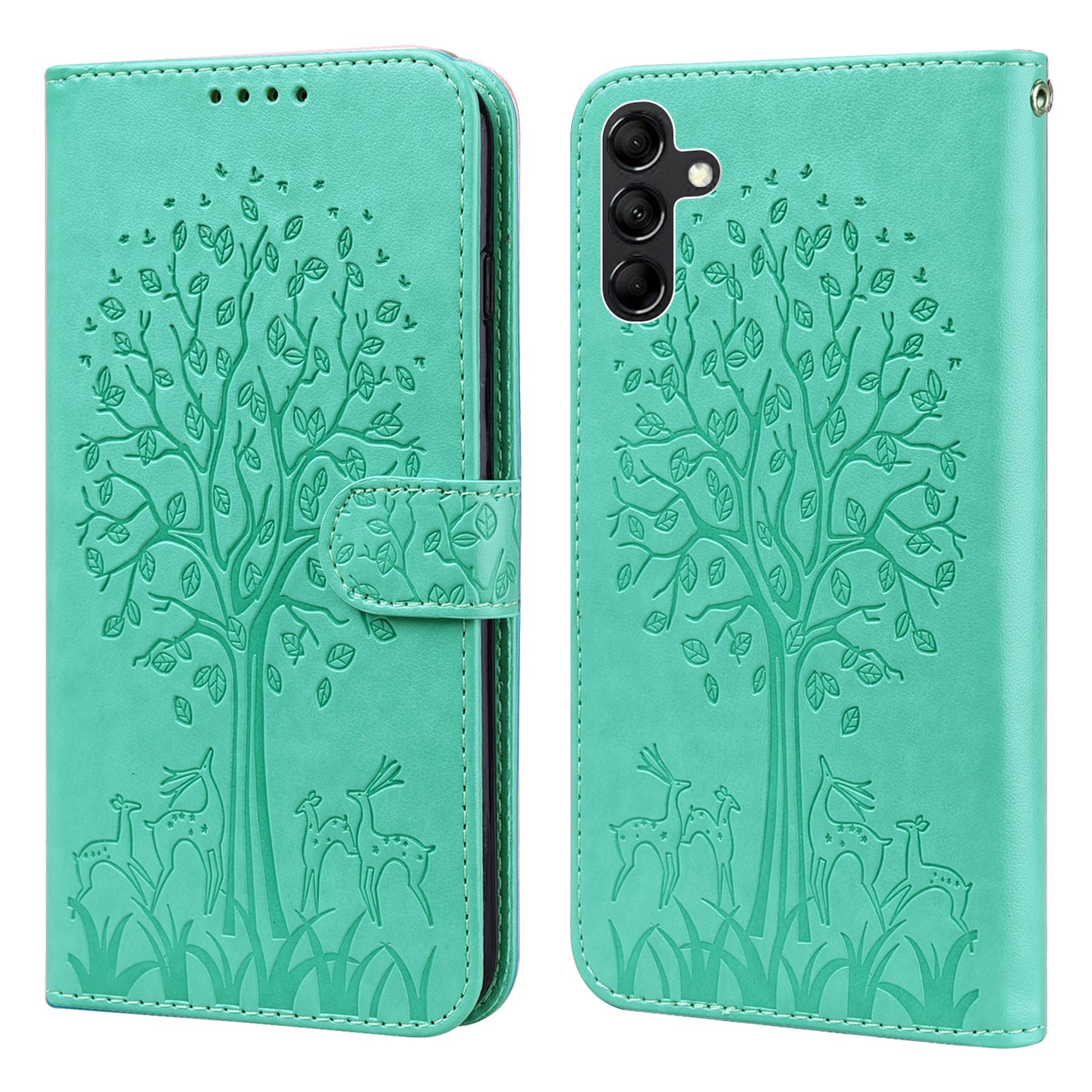 For Samsung Galaxy A34 5G PU Leather Flip Wallet Phone Case Deer Tree Pattern Stand Magnetic Cover