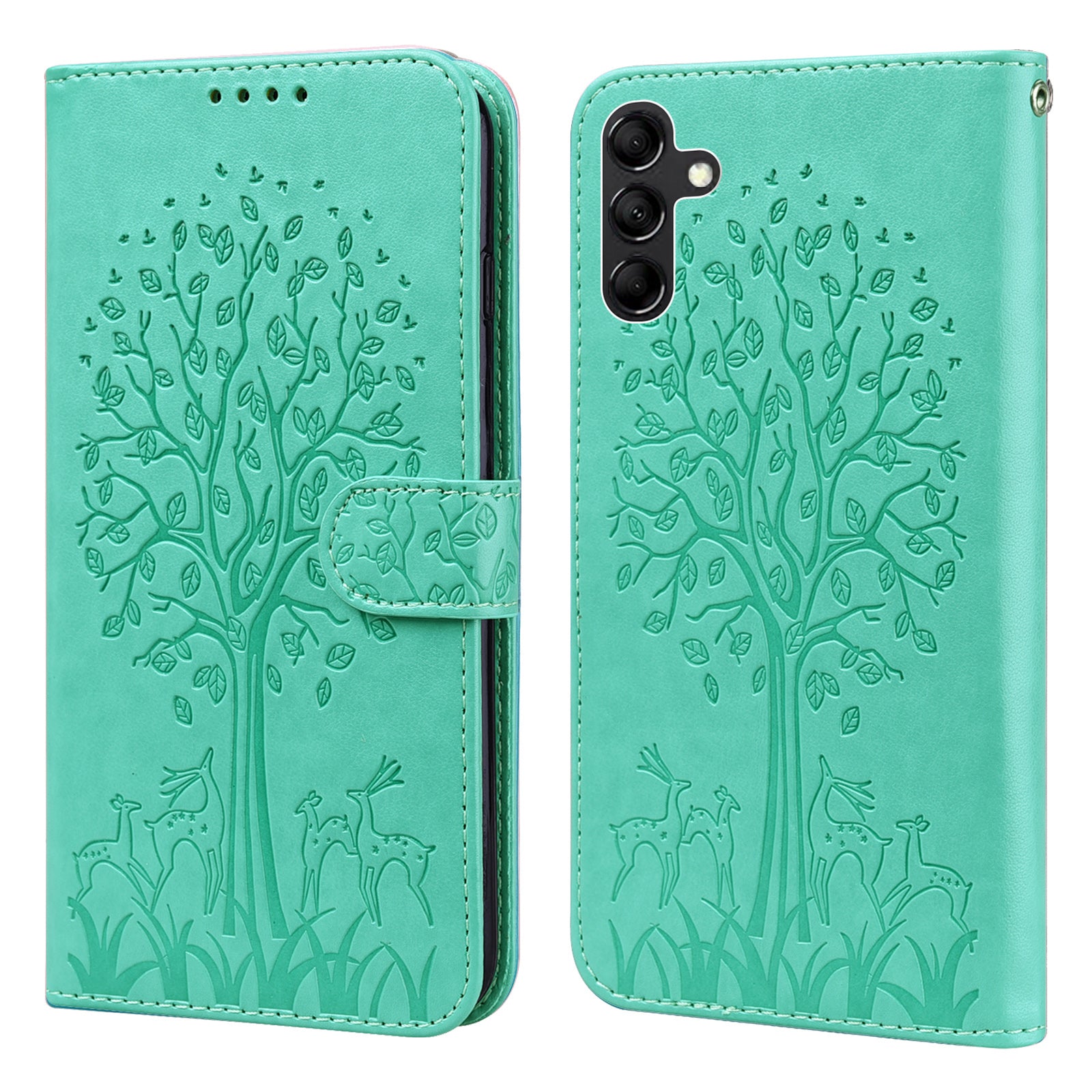 For Samsung Galaxy A34 5G PU Leather Flip Wallet Phone Case Deer Tree Pattern Stand Magnetic Cover