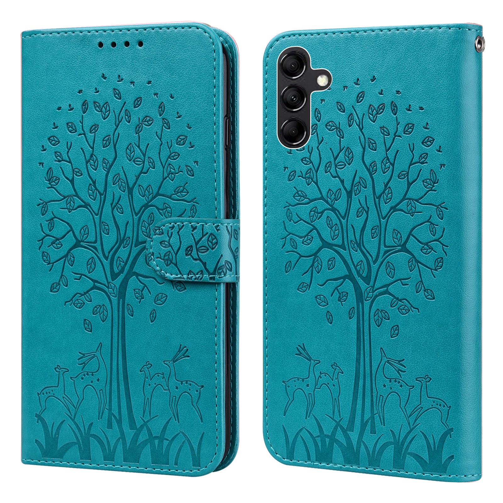 For Samsung Galaxy A34 5G PU Leather Flip Wallet Phone Case Deer Tree Pattern Stand Magnetic Cover