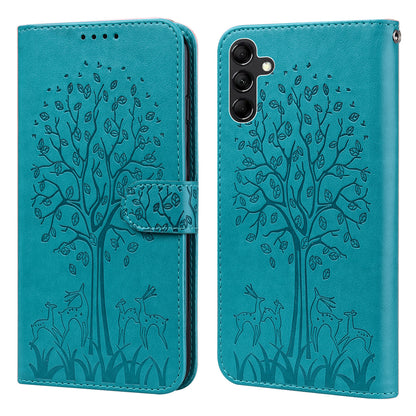For Samsung Galaxy A34 5G PU Leather Flip Wallet Phone Case Deer Tree Pattern Stand Magnetic Cover