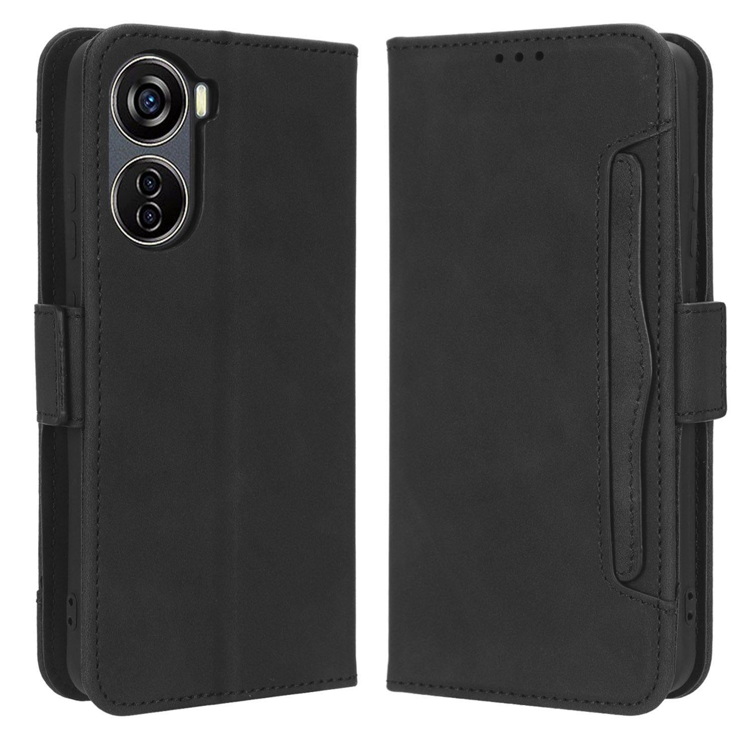 For ZTE Blade V40 Design PU Leather Phone Stand Case Multiple Card Slots Wallet Smartphone Cover
