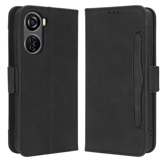 For ZTE Blade V40 Design PU Leather Phone Stand Case Multiple Card Slots Wallet Smartphone Cover