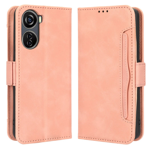 For ZTE Blade V40 Design PU Leather Phone Stand Case Multiple Card Slots Wallet Smartphone Cover