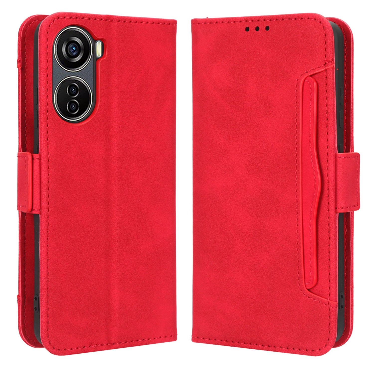 For ZTE Blade V40 Design PU Leather Phone Stand Case Multiple Card Slots Wallet Smartphone Cover
