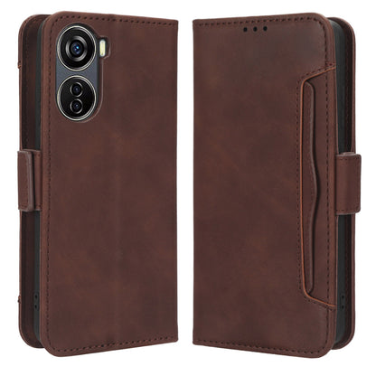 For ZTE Blade V40 Design PU Leather Phone Stand Case Multiple Card Slots Wallet Smartphone Cover