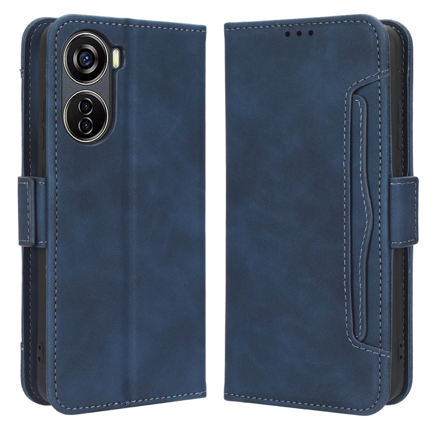 For ZTE Blade V40 Design PU Leather Phone Stand Case Multiple Card Slots Wallet Smartphone Cover