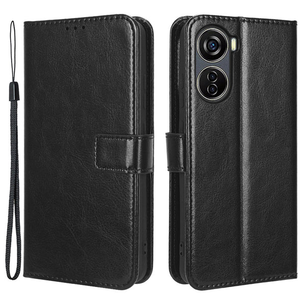 For ZTE Blade V40 Design Crazy Horse Texture Wallet Case PU Leather Stand Folio Flip Phone Cover