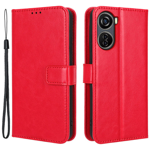 For ZTE Blade V40 Design Crazy Horse Texture Wallet Case PU Leather Stand Folio Flip Phone Cover