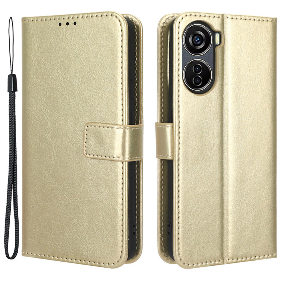For ZTE Blade V40 Design Crazy Horse Texture Wallet Case PU Leather Stand Folio Flip Phone Cover