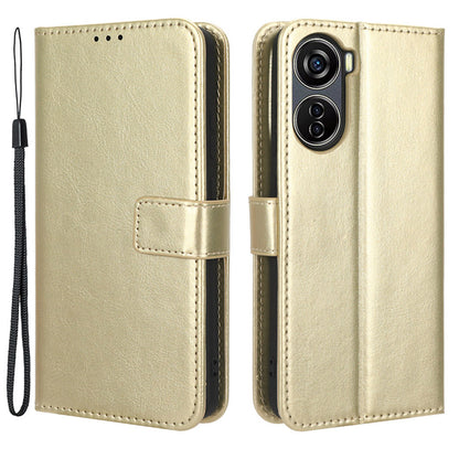 For ZTE Blade V40 Design Crazy Horse Texture Wallet Case PU Leather Stand Folio Flip Phone Cover