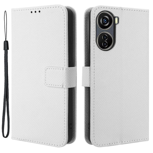 For ZTE Blade V40 Design PU Leather Wallet Stand Phone Case Diamond Texture Protective Cover