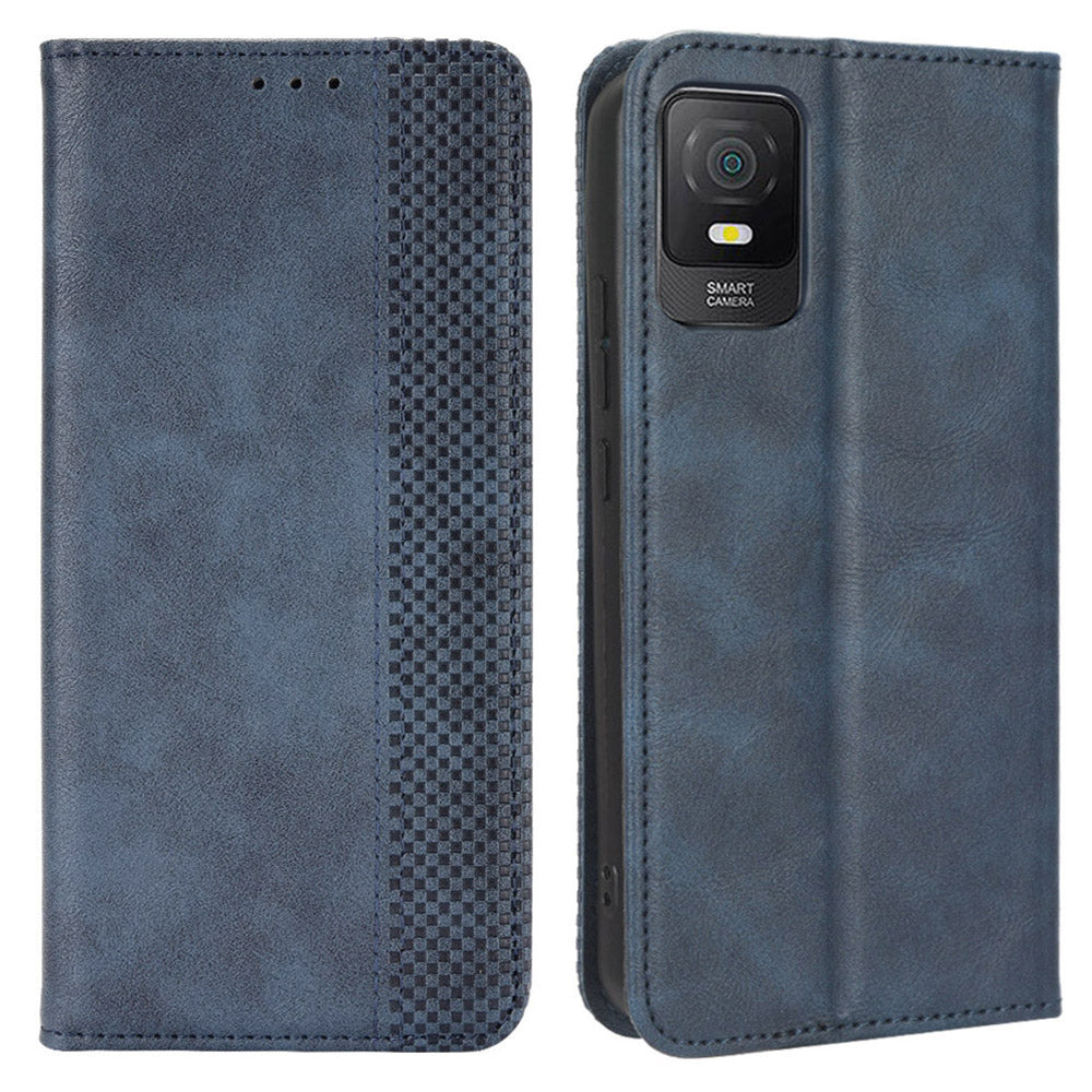 For TCL 403 Retro Phone Cover Magnetic PU Leather Stand Cell Phone Wallet Case