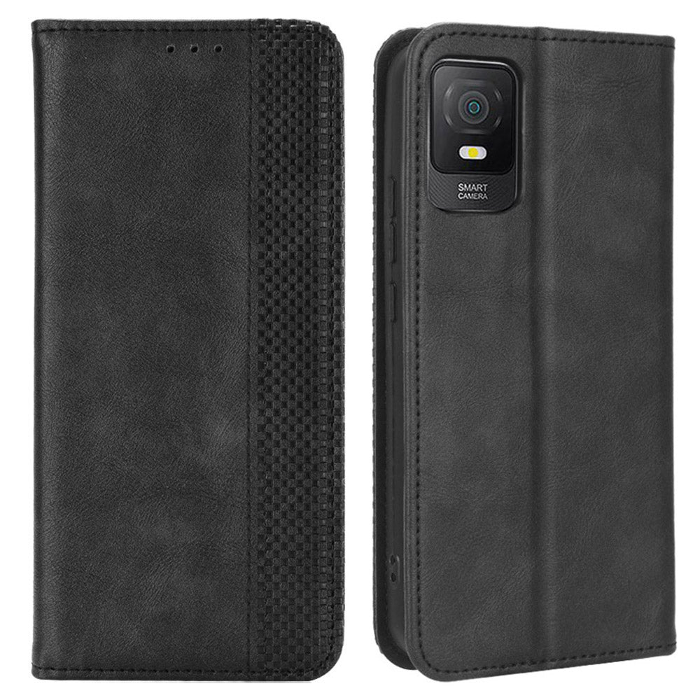 For TCL 403 Retro Phone Cover Magnetic PU Leather Stand Cell Phone Wallet Case