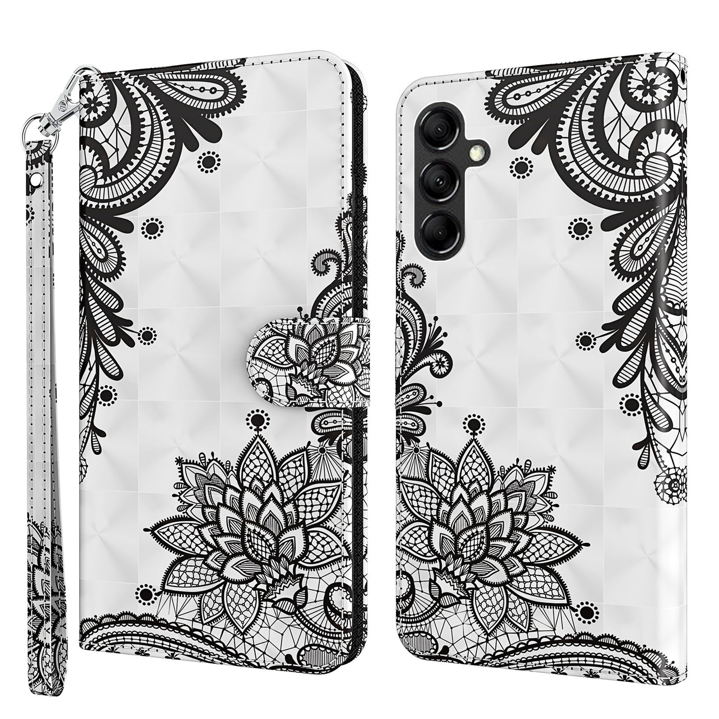 For Samsung Galaxy A34 5G PU Leather Phone Case 3D Pattern Printing Stand Wallet Flip Cover