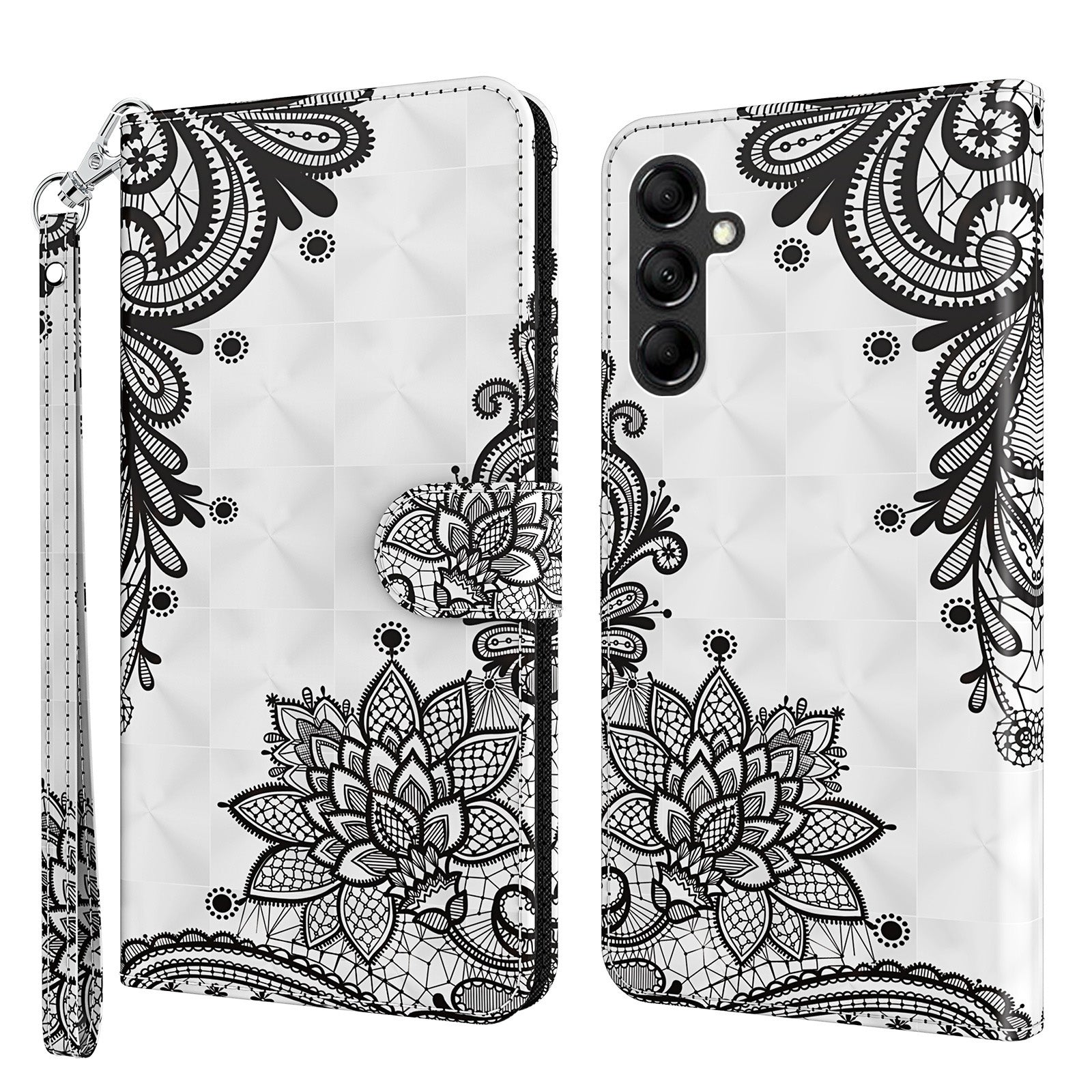 For Samsung Galaxy A34 5G PU Leather Phone Case 3D Pattern Printing Stand Wallet Flip Cover