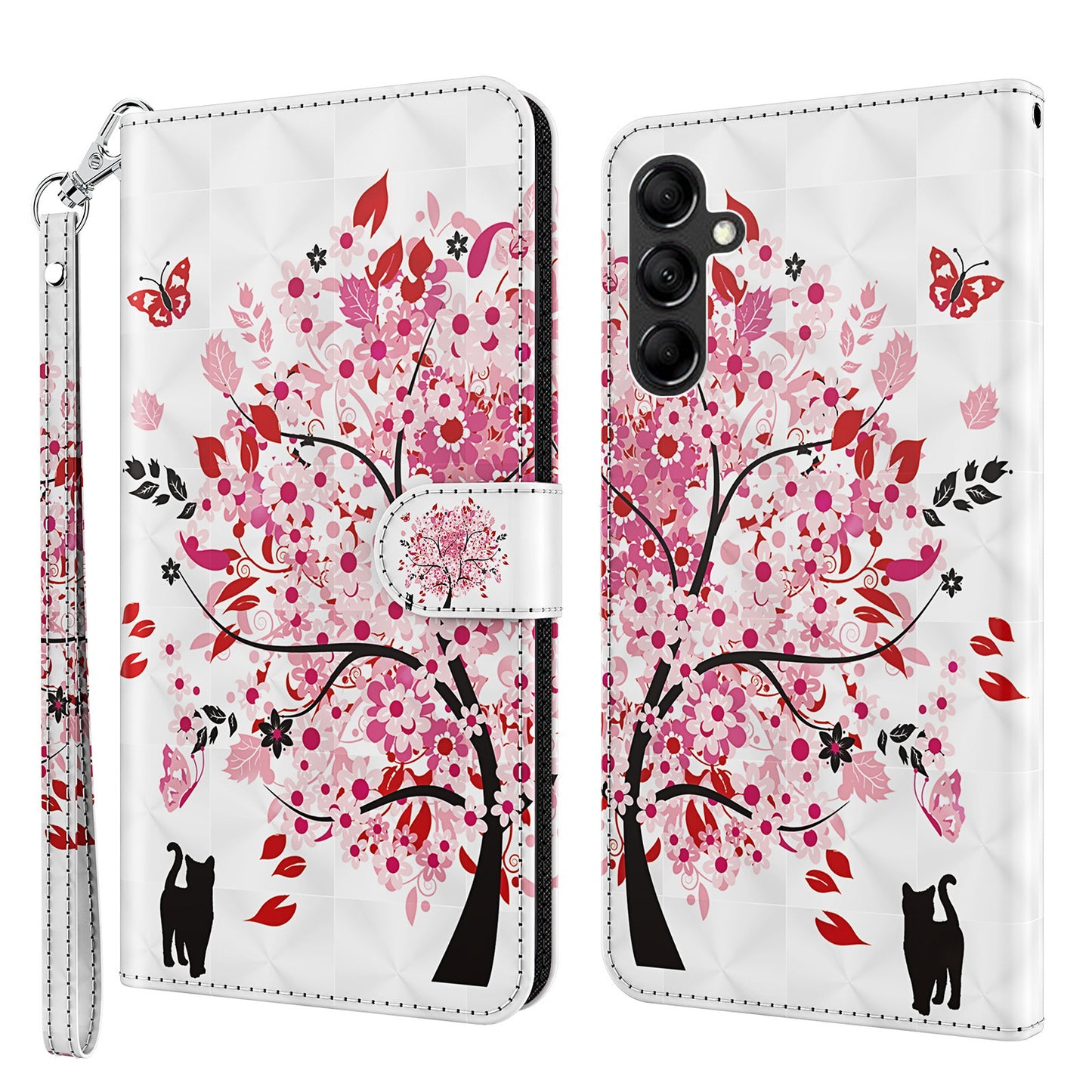 For Samsung Galaxy A34 5G PU Leather Phone Case 3D Pattern Printing Stand Wallet Flip Cover