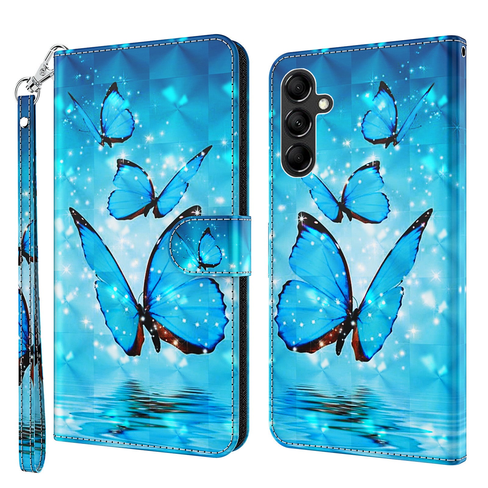 For Samsung Galaxy A34 5G PU Leather Phone Case 3D Pattern Printing Stand Wallet Flip Cover