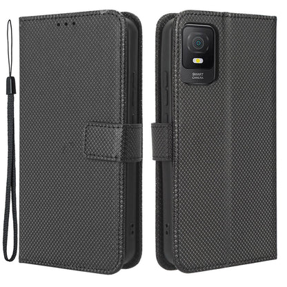 For TCL 403 Wallet Phone Stand Case Diamond Texture PU Leather Cell Phone Cover