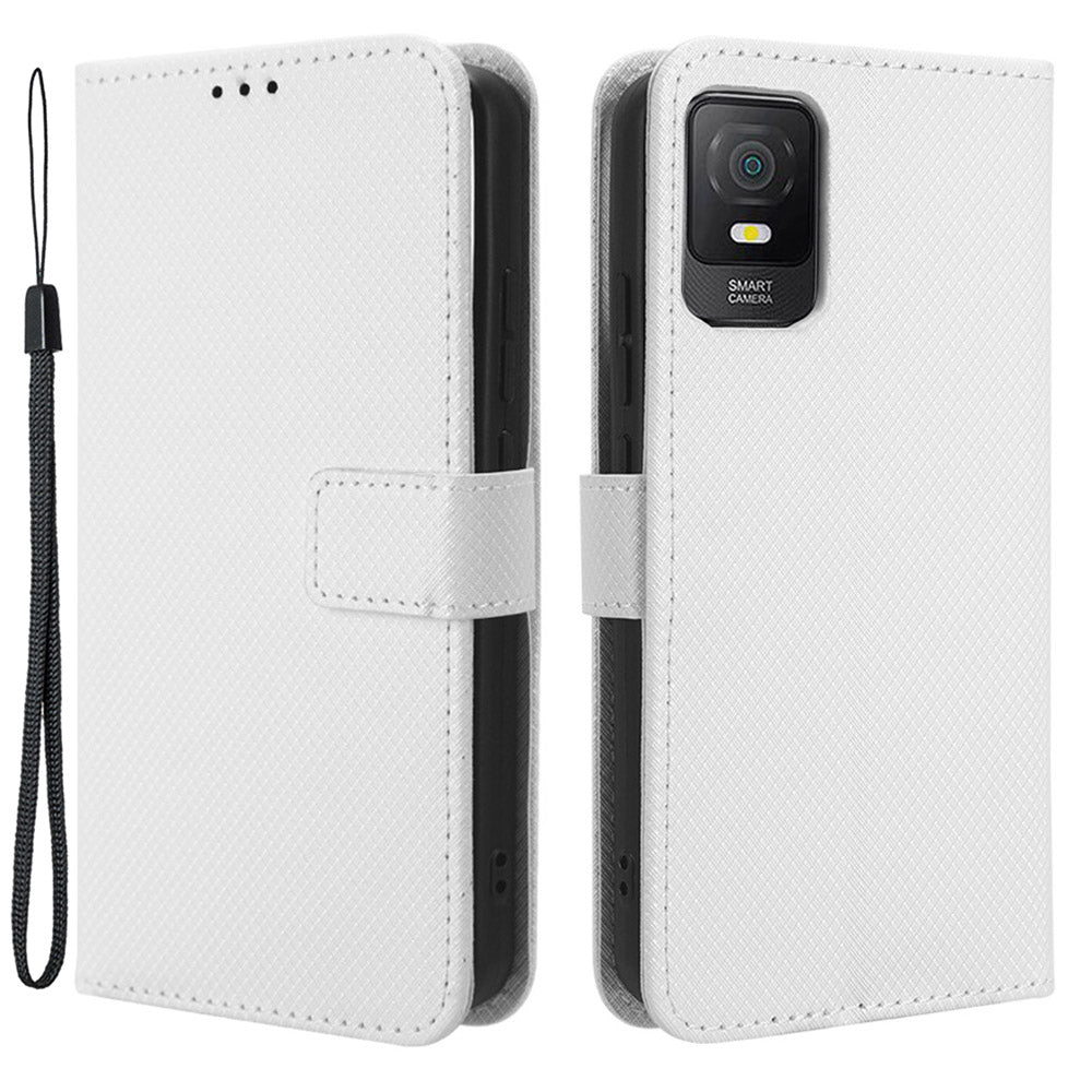For TCL 403 Wallet Phone Stand Case Diamond Texture PU Leather Cell Phone Cover