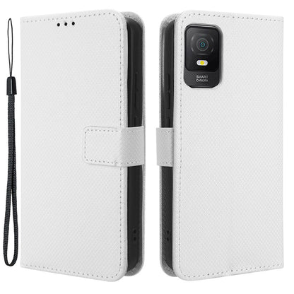For TCL 403 Wallet Phone Stand Case Diamond Texture PU Leather Cell Phone Cover