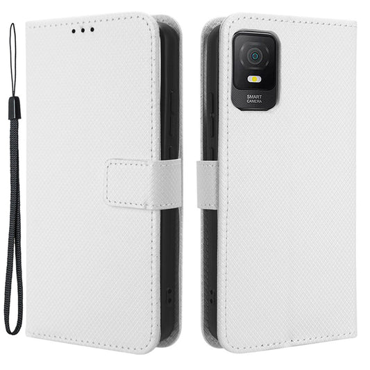 For TCL 403 Wallet Phone Stand Case Diamond Texture PU Leather Cell Phone Cover