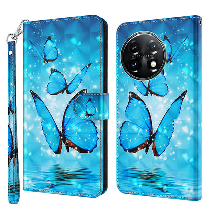 For OnePlus 11 5G PU Leather 3D Pattern Printing Phone Case Flip Wallet Stand Protective Cover