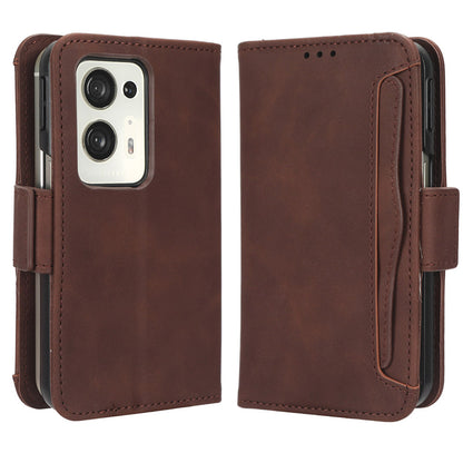For Oppo Find N2 5G Multiple Card Slots Flip Stand Cover Shockproof PU Leather Wallet Phone Case