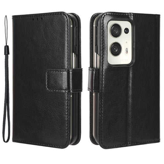 For Oppo Find N2 5G PU Leather Wallet Phone Case Crazy Horse Texture Folding Stand Anti-drop Cover