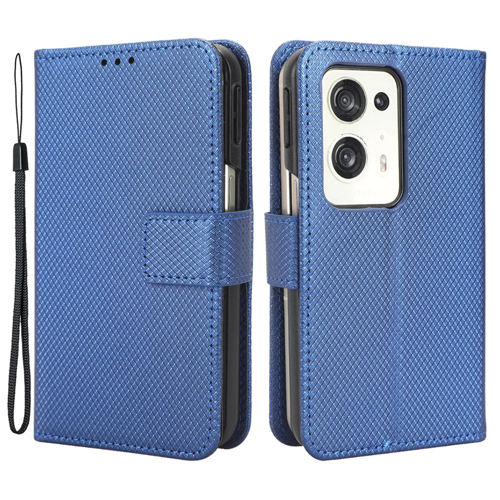 For Oppo Find N2 5G PU Leather Wallet Case Diamond Texture Flip Stand Shockproof Cover