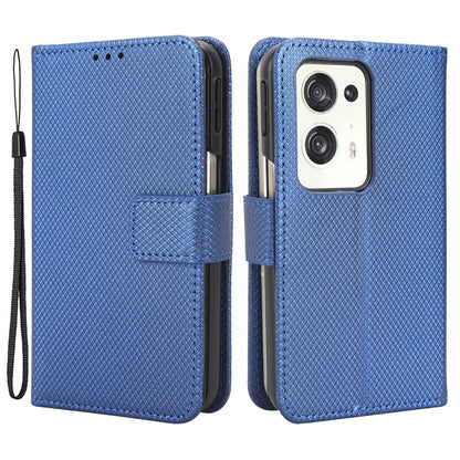 For Oppo Find N2 5G PU Leather Wallet Case Diamond Texture Flip Stand Shockproof Cover