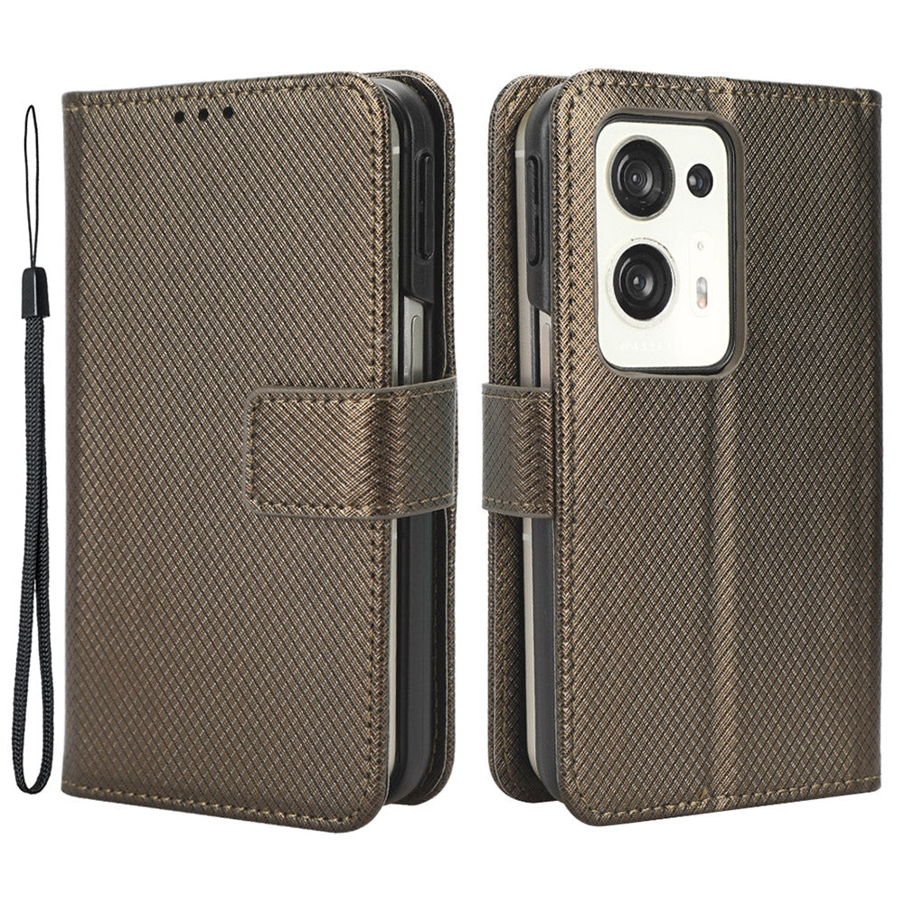 For Oppo Find N2 5G PU Leather Wallet Case Diamond Texture Flip Stand Shockproof Cover