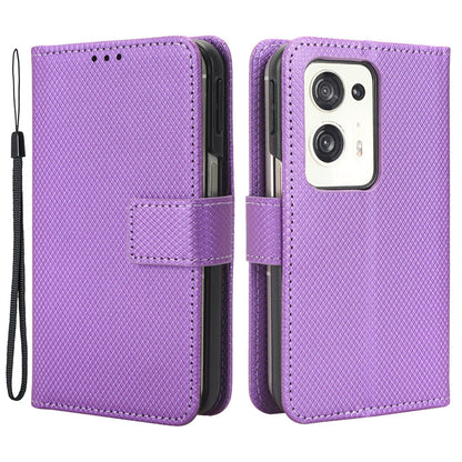 For Oppo Find N2 5G PU Leather Wallet Case Diamond Texture Flip Stand Shockproof Cover