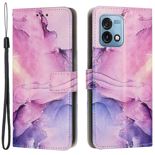Phone Cover for Motorola Moto G Stylus 5G (2023) Wallet Case Marble Pattern Leather Cover with Strap